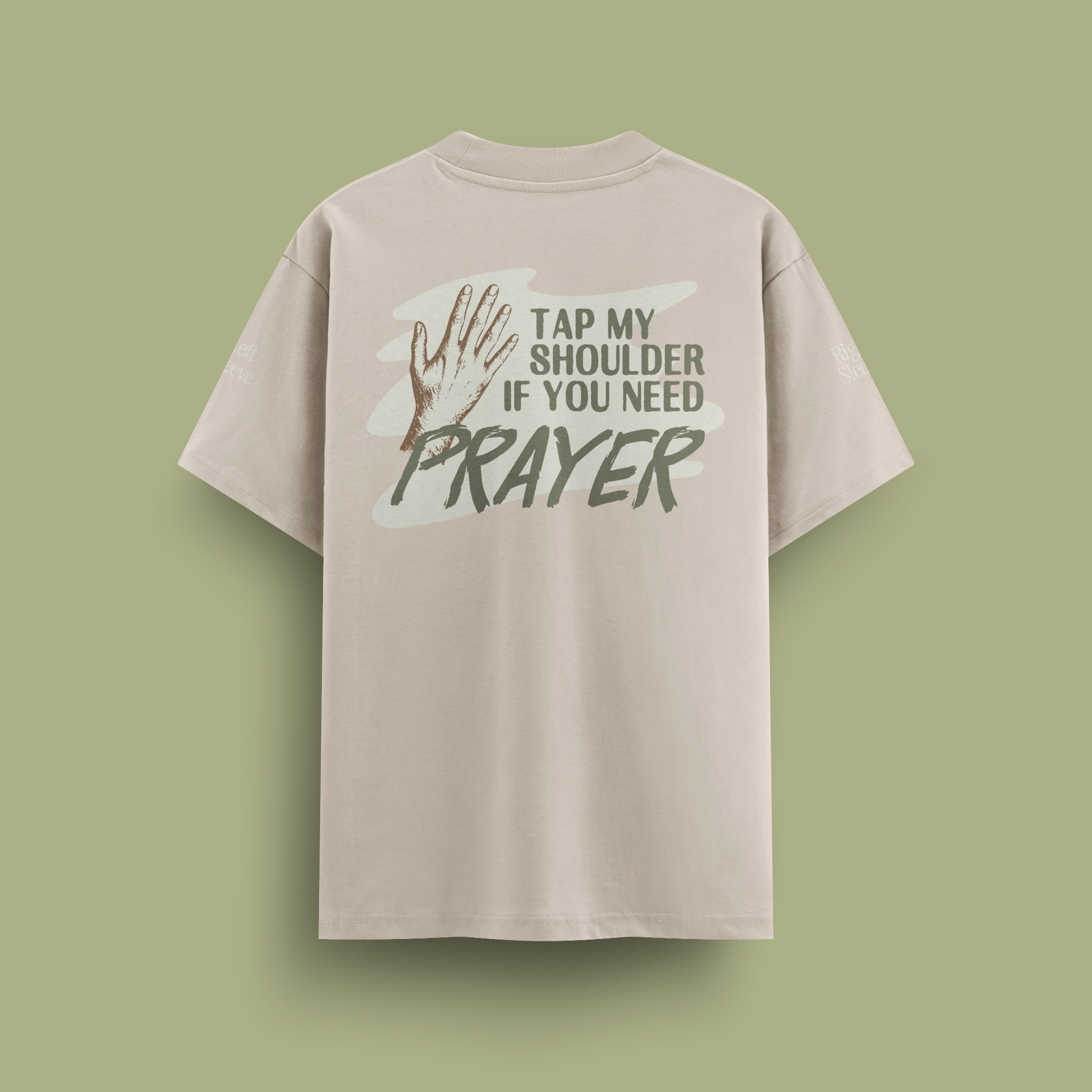 Cream XIA Nomad T-shirt with prayer graphic on the back