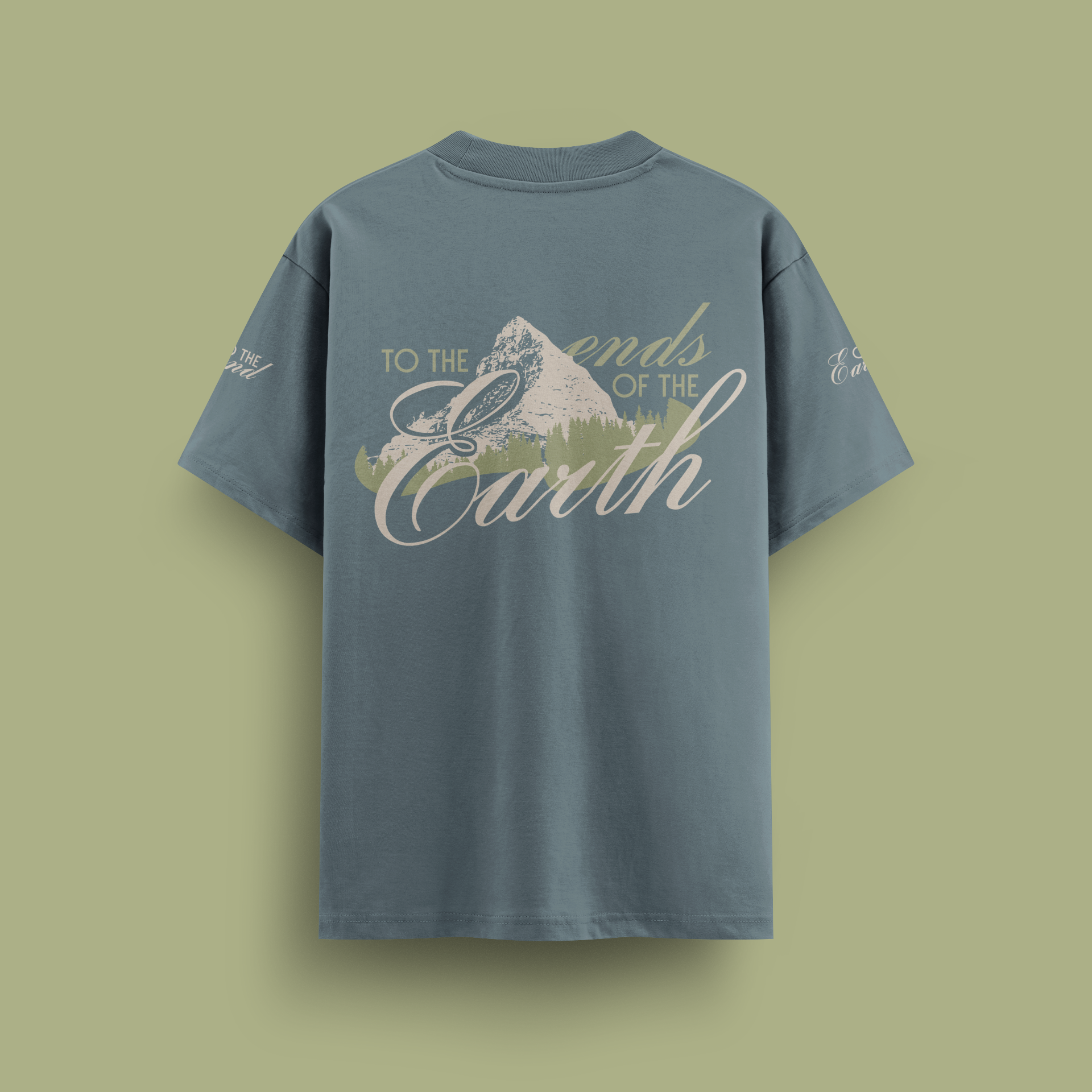 Blue XIA Nomad T-shirt with large Ends of the Earth back graphic
